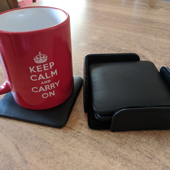 Buy 2 and Save Square / Round Leather Coasters With Holder (2 Sets) NWOT - Picture 4 of 4